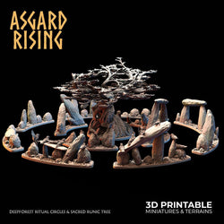 3D Printed Asgard Rising Deepforest Ritual Circles & Sacred Runic Tree - 28 32mm Wargaming DnD (Online Only)