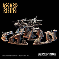 3D Printed Asgard Rising Deepforest Ritual Circles & Sacred Runic Tree - 28 32mm Wargaming DnD (Online Only)