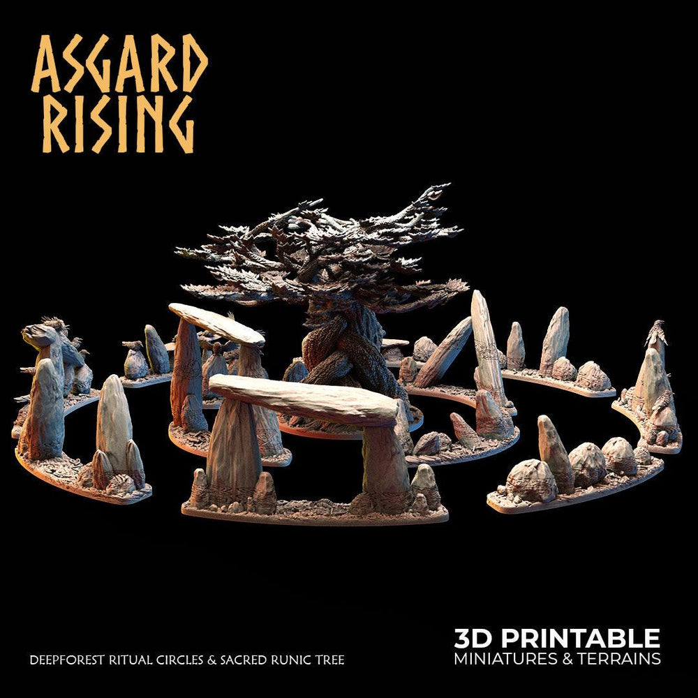 3D Printed Asgard Rising Deepforest Ritual Circles & Sacred Runic Tree - 28 32mm Wargaming DnD (Online Only)