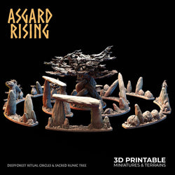 3D Printed Asgard Rising Deepforest Ritual Circles & Sacred Runic Tree - 28 32mm Wargaming DnD (Online Only)