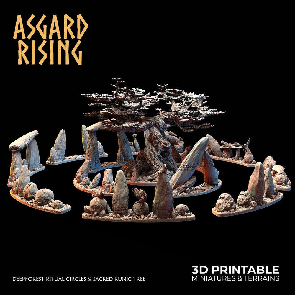 3D Printed Asgard Rising Deepforest Ritual Circles & Sacred Runic Tree - 28 32mm Wargaming DnD (Online Only)