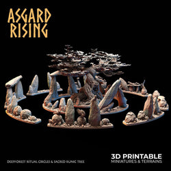 3D Printed Asgard Rising Deepforest Ritual Circles & Sacred Runic Tree - 28 32mm Wargaming DnD (Online Only)
