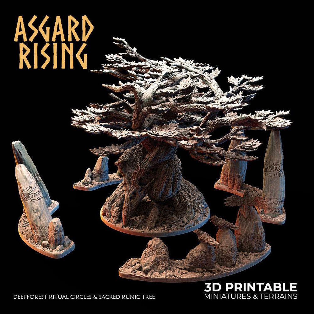 3D Printed Asgard Rising Deepforest Ritual Circles & Sacred Runic Tree - 28 32mm Wargaming DnD (Online Only)