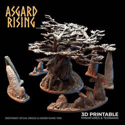 3D Printed Asgard Rising Deepforest Ritual Circles & Sacred Runic Tree - 28 32mm Wargaming DnD (Online Only)