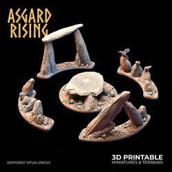 3D Printed Asgard Rising Deepforest Ritual Circles & Sacred Runic Tree - 28 32mm Wargaming DnD (Online Only)