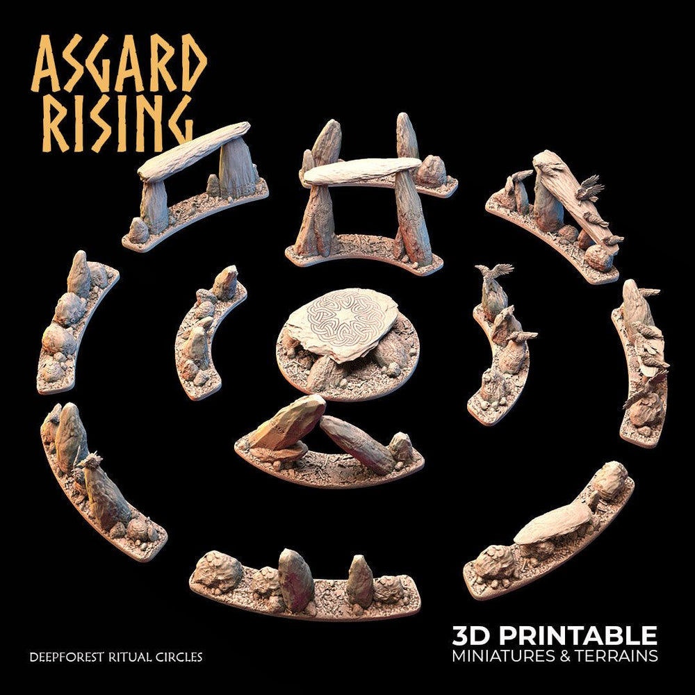 3D Printed Asgard Rising Deepforest Ritual Circles & Sacred Runic Tree - 28 32mm Wargaming DnD (Online Only)