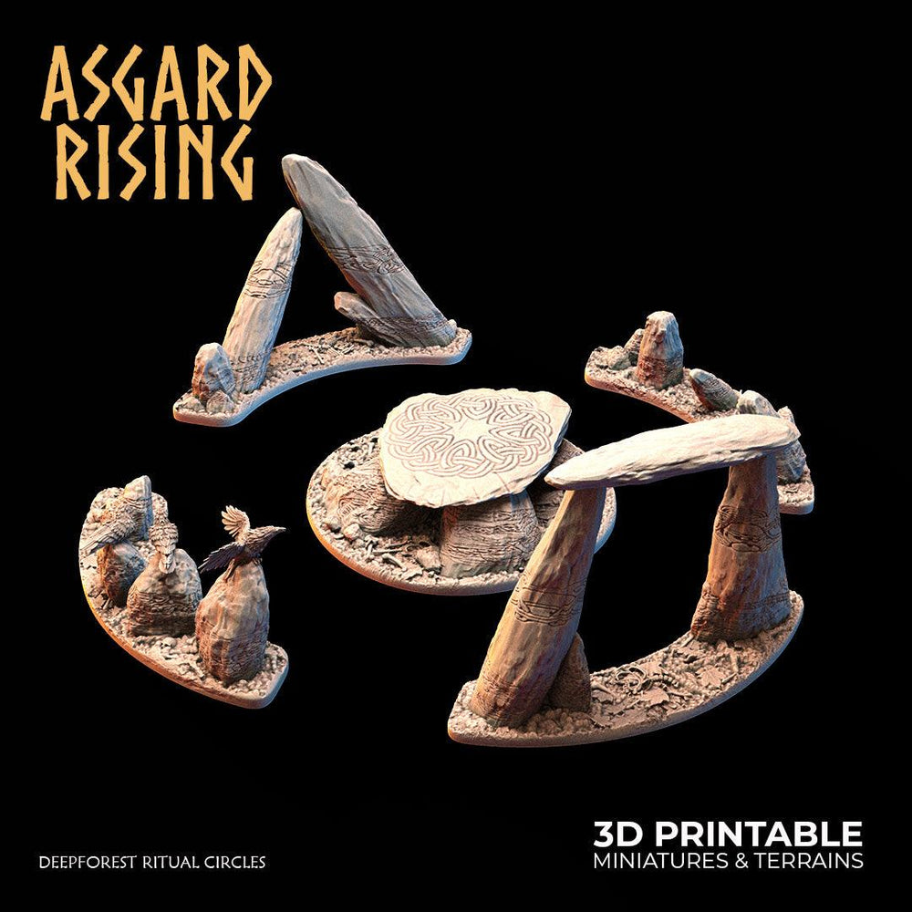 3D Printed Asgard Rising Deepforest Ritual Circles & Sacred Runic Tree - 28 32mm Wargaming DnD (Online Only)