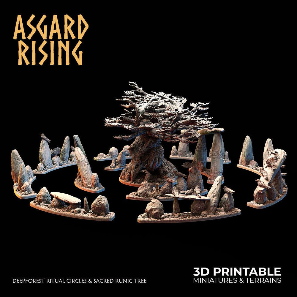 3D Printed Asgard Rising Deepforest Ritual Circles & Sacred Runic Tree - 28 32mm Wargaming DnD (Online Only)