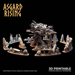 3D Printed Asgard Rising Deepforest Ritual Circles & Sacred Runic Tree - 28 32mm Wargaming DnD (Online Only)