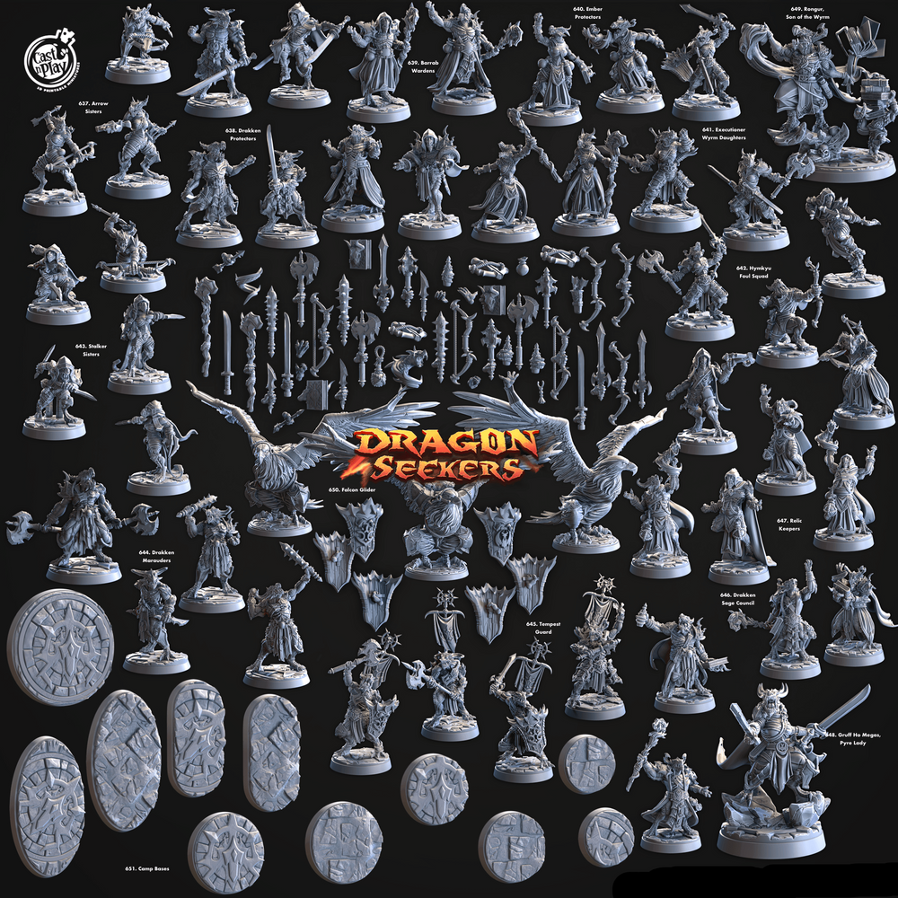 3D Printed Cast n Play Drakken Protectors Dragon Seekers 28 32mm D&D (Online Only)