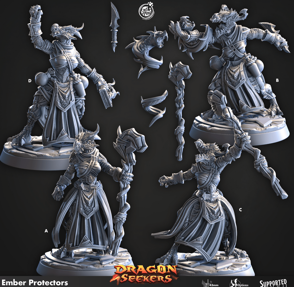 3D Printed Cast n Play Ember Protectors Dragon Seekers 28 32mm D&D (Online Only)
