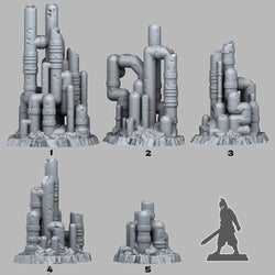 3D Printed Fantastic Plants and Rocks Neglected Martian Pipeworks 28mm - 32mm D&D Wargaming (Online Only)