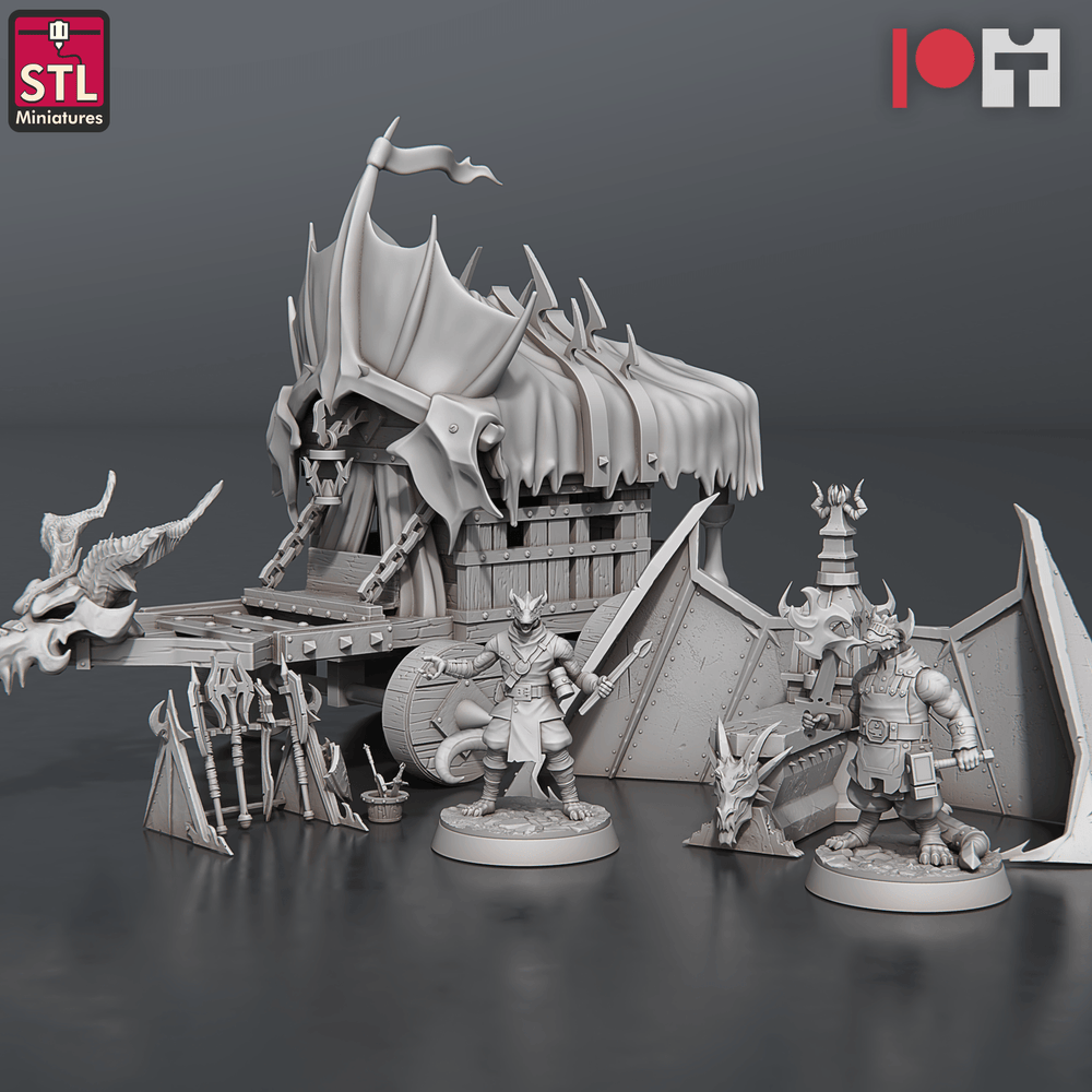 3D Printed STL Miniatures Dragonborn Blacksmith Set 28 - 32mm War Gaming D&D (Online Only)
