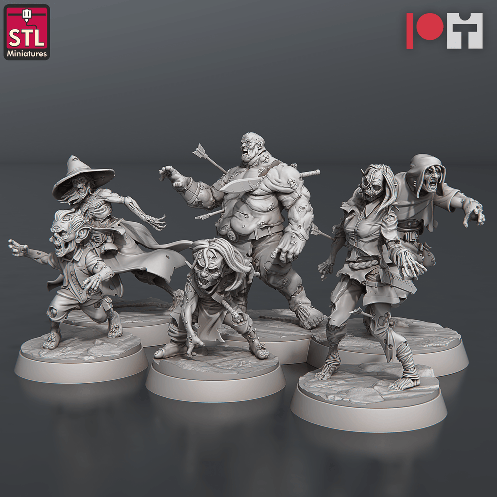 3D Printed STL Miniatures Zombie Set 28 - 32mm War Gaming D&D (Online Only)