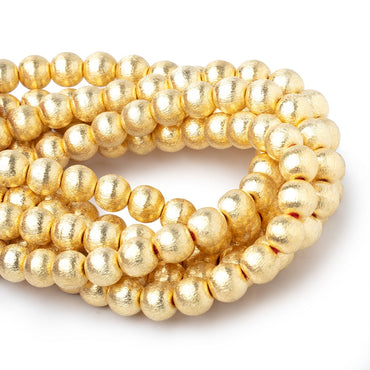 8mm 22kt Gold plated Copper Brushed Round Beads 8 inch 27 pieces (ONLINE ORDER ONLY)