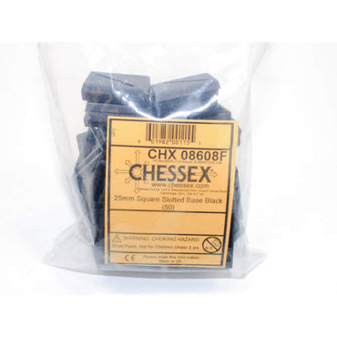 CHX08608F Slotted Square Base Black 25mm (1 inch) Pack of 50 for Miniatures (ONLINE ORDER ONLY)