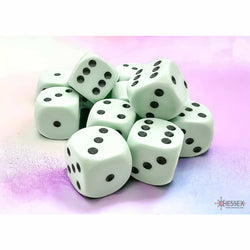 CHX25665 Green Pastel D6 Dice with Black Pips 16mm (5/8in) Pack of 12 Dice (ONLINE ORDER ONLY)