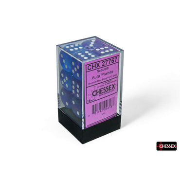 CHX27767 Aura Nebula Dice Luminary with White Pips D6 16mm (5/8in) Pack of 12 (ONLINE ORDER ONLY)