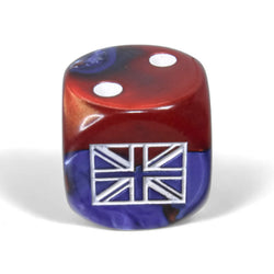 CHX29064 Blue-Red Gemini Great Britain War Dice with White Pips 16mm (5/8in) Pack of 12 (ONLINE ORDER ONLY)