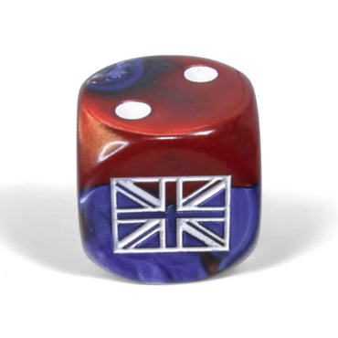 CHX29064 Blue-Red Gemini Great Britain War Dice with White Pips 16mm (5/8in) Pack of 12 (ONLINE ORDER ONLY)