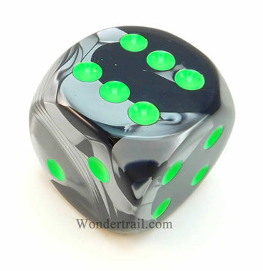 CHXDG5045 Black Grey Gemini Die Green Pips D6 50mm (1.97in) Pack of 1 (ONLINE ORDER ONLY)