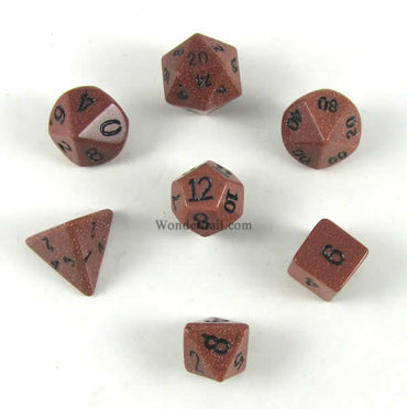 CYC02081 Red Goldstone Dice 14mm 7pc Dwarven Stone Dice Crystal Caste (ONLINE ORDER ONLY)