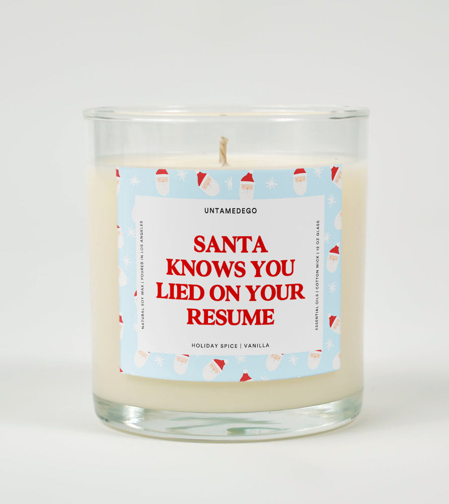 Santa Knows You Lied on Your Resume | Funny Christmas Candle (ONLINE ORDER ONLY)