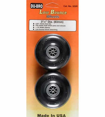 DUB325R Low Bounce Smooth Wheels 3.25in (2) Du-Bro (ONLINE ORDER ONLY)