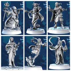 3D Printed STL Miniatures Mages Set Core Characters The Frost City 3 28 - 32mm War Gaming D&D (Online Only)