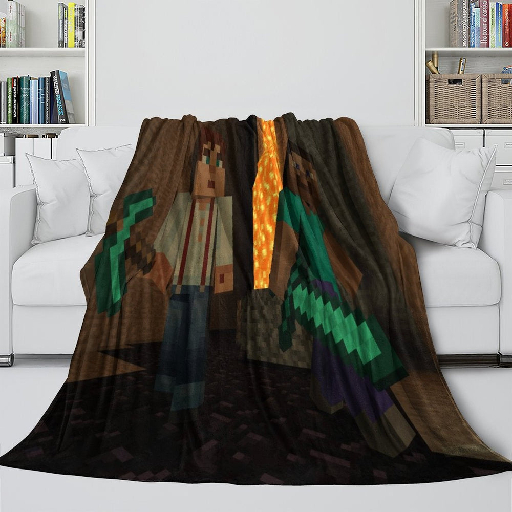 Game Pattern Minecraft Blanket Flannel Throw Kids Room Decoration (ONLINE ORDER ONLY)