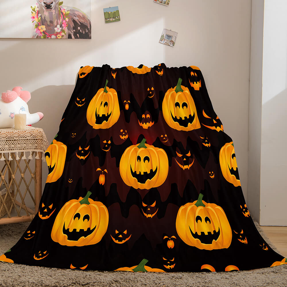 Halloween Pumpkin Flannel Fleece Throw Cosplay Blanket (Online Order Only)