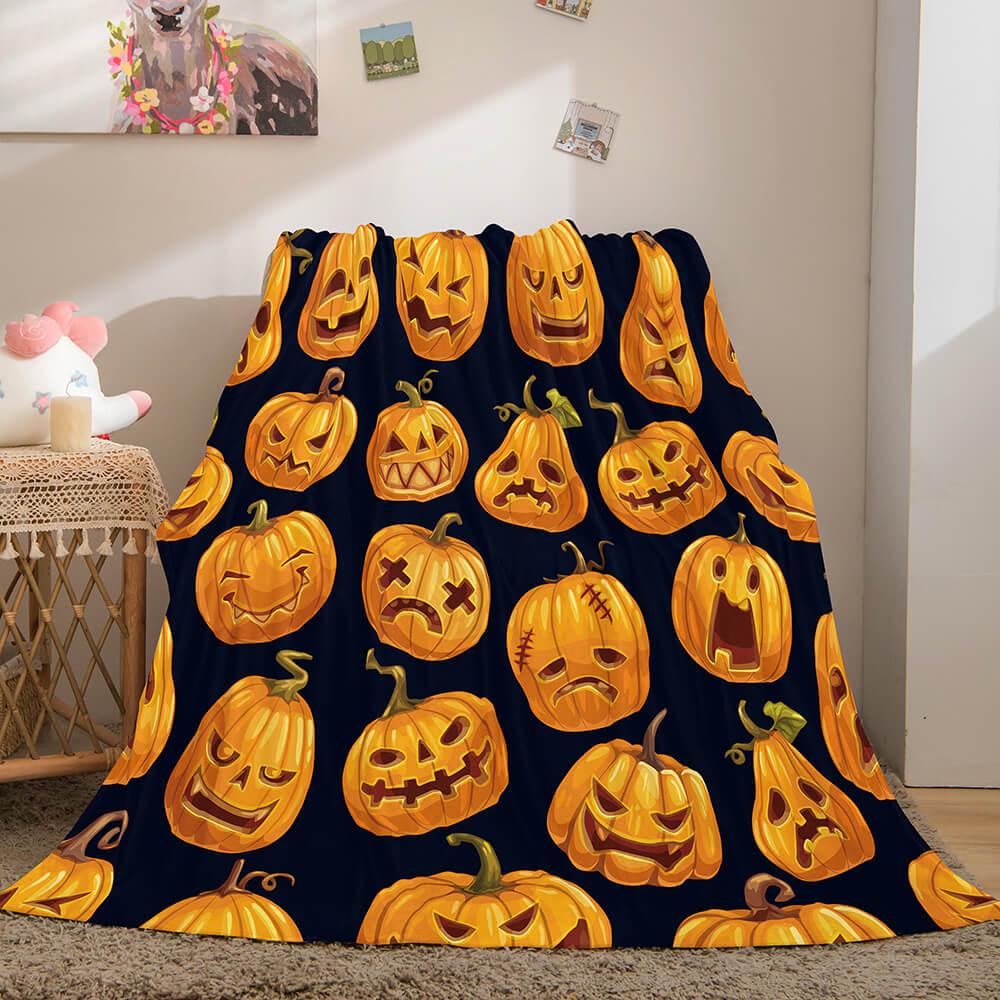 Halloween Pumpkin Flannel Fleece Throw Cosplay Blanket (Online Order Only)