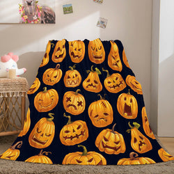 Halloween Pumpkin Flannel Fleece Throw Cosplay Blanket (Online Order Only)
