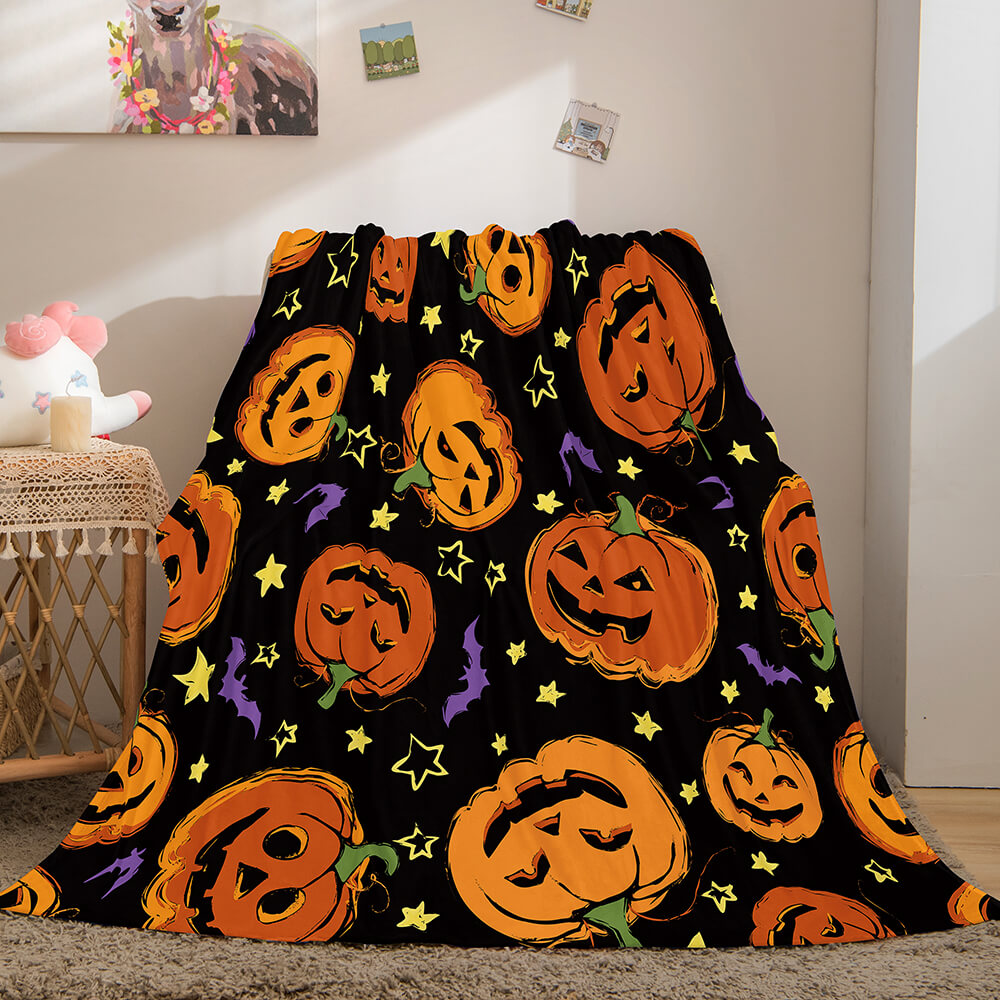 Halloween Pumpkin Flannel Fleece Throw Cosplay Blanket (Online Order Only)