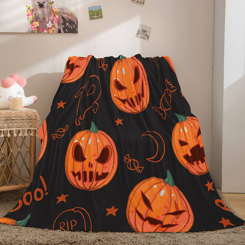 Halloween Pumpkin Flannel Fleece Throw Cosplay Blanket (Online Order Only)