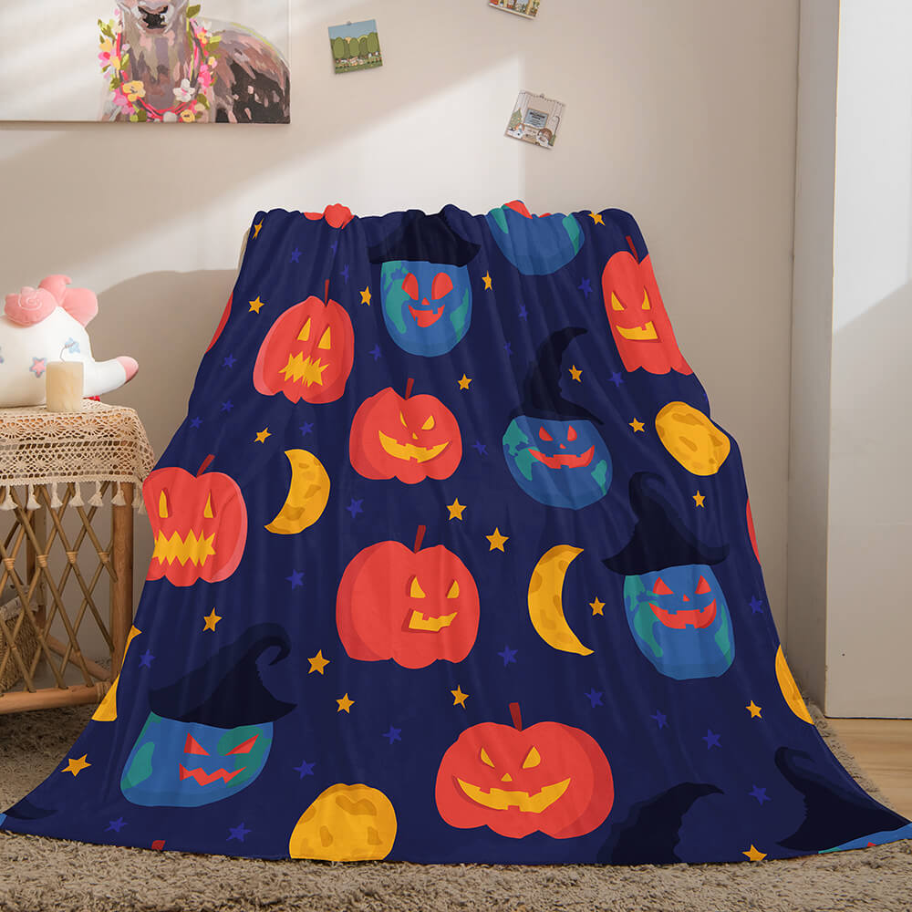 Halloween Pumpkin Flannel Fleece Throw Cosplay Blanket (Online Order Only)