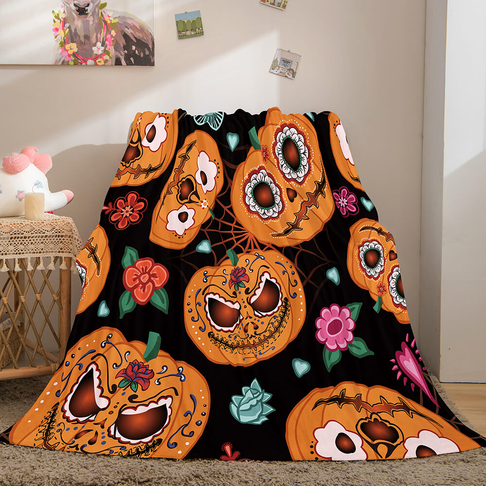Halloween Pumpkin Flannel Fleece Throw Cosplay Blanket (Online Order Only)