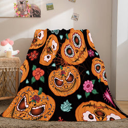 Halloween Pumpkin Flannel Fleece Throw Cosplay Blanket (Online Order Only)