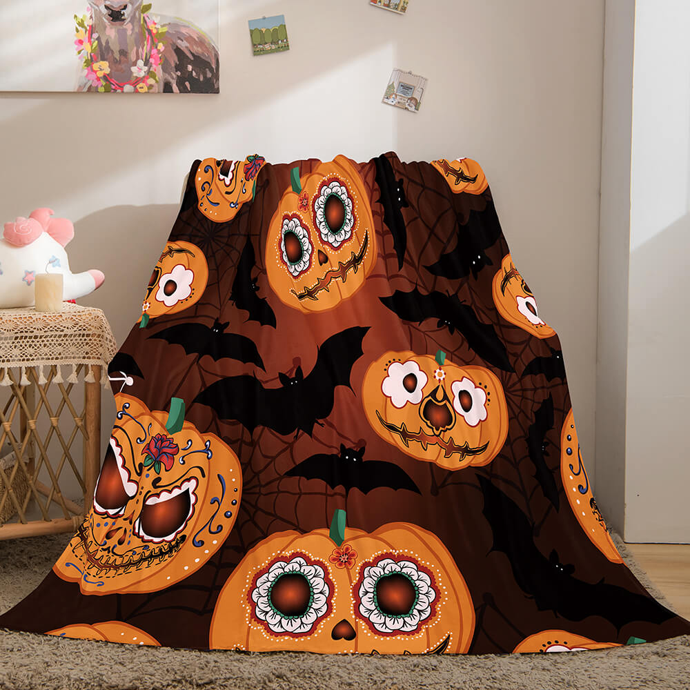 Halloween Pumpkin Flannel Fleece Throw Cosplay Blanket (Online Order Only)