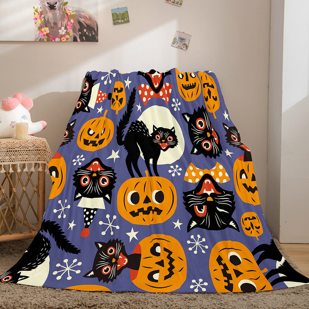 Halloween Pumpkin Flannel Fleece Throw Cosplay Blanket (Online Order Only)