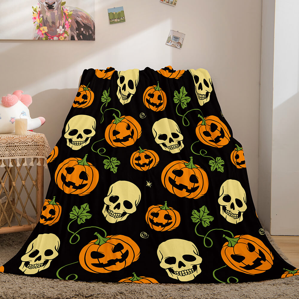 Halloween Pumpkin Flannel Fleece Throw Cosplay Blanket (Online Order Only)