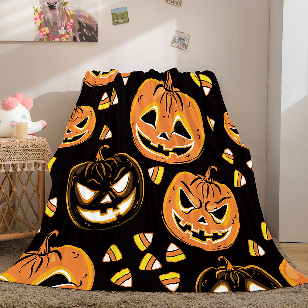 Halloween Pumpkin Flannel Fleece Throw Cosplay Blanket (Online Order Only)