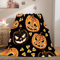 Halloween Pumpkin Flannel Fleece Throw Cosplay Blanket (Online Order Only)