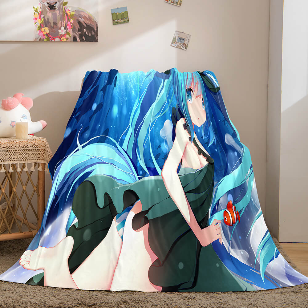 Hatsune Miku Cosplay Flannel Blanket Throw (Online Order Only)