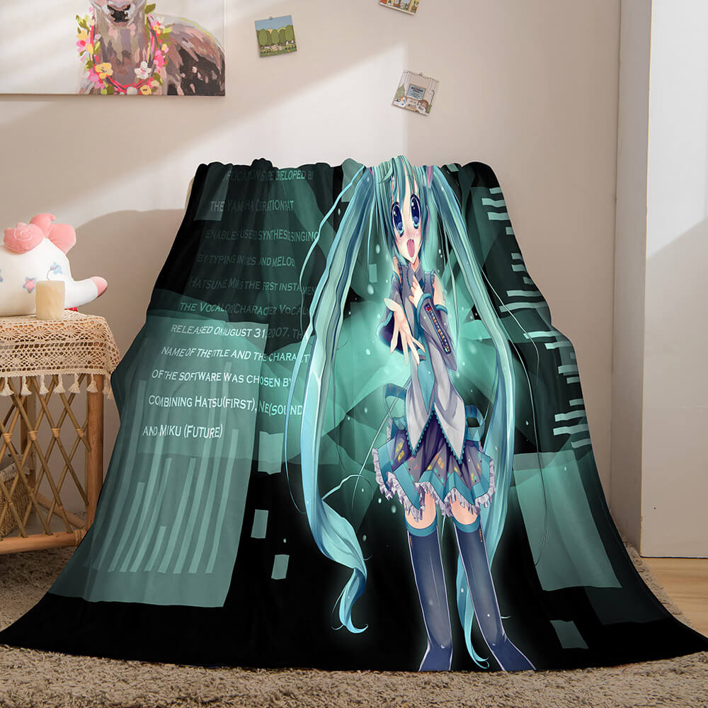 Hatsune Miku Cosplay Flannel Blanket Throw Soft Warm Plush Bed Sets (Online Order Only)