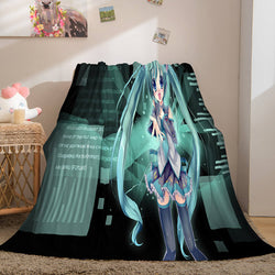 Hatsune Miku Cosplay Flannel Blanket Throw Soft Warm Plush Bed Sets (Online Order Only)
