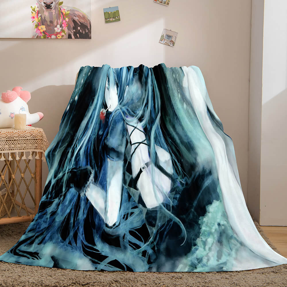 Hatsune Miku Cosplay Flannel Blanket Throw Soft Warm Plush Bed Sets (Online Order Only)