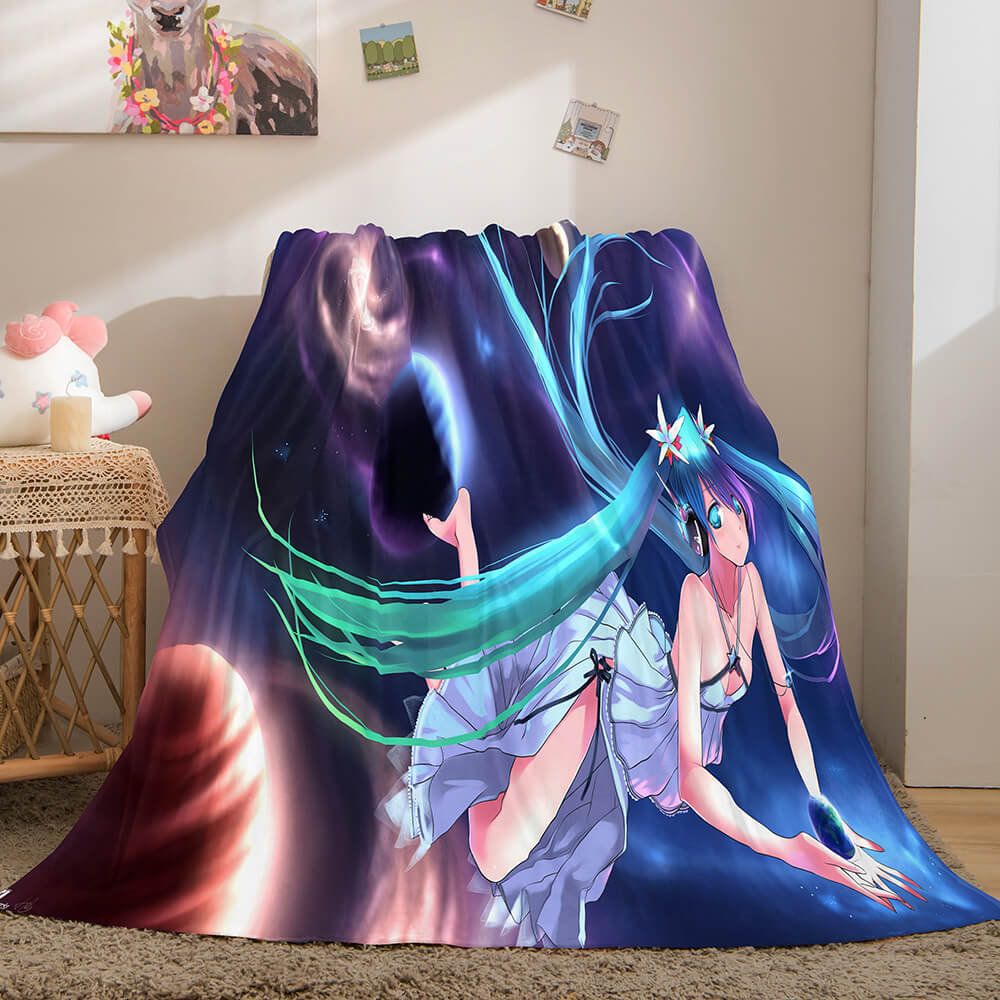 Hatsune Miku Cosplay Flannel Blanket Throw Soft Warm Plush Bed Sets (Online Order Only)