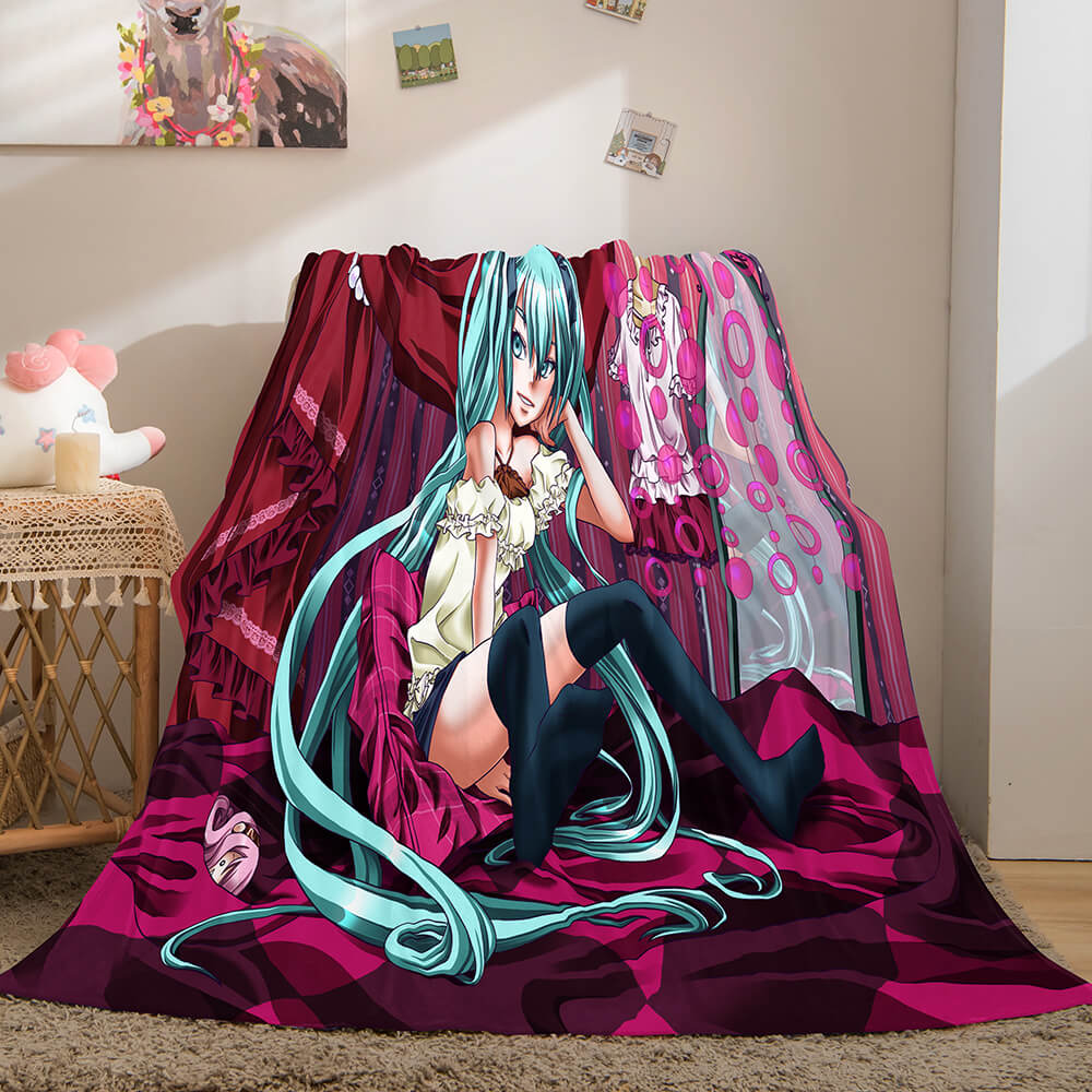 Hatsune Miku Cosplay Flannel Blanket Throw Soft Warm Plush Bed Sets (Online Order Only)