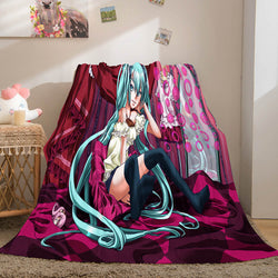 Hatsune Miku Cosplay Flannel Blanket Throw Soft Warm Plush Bed Sets (Online Order Only)